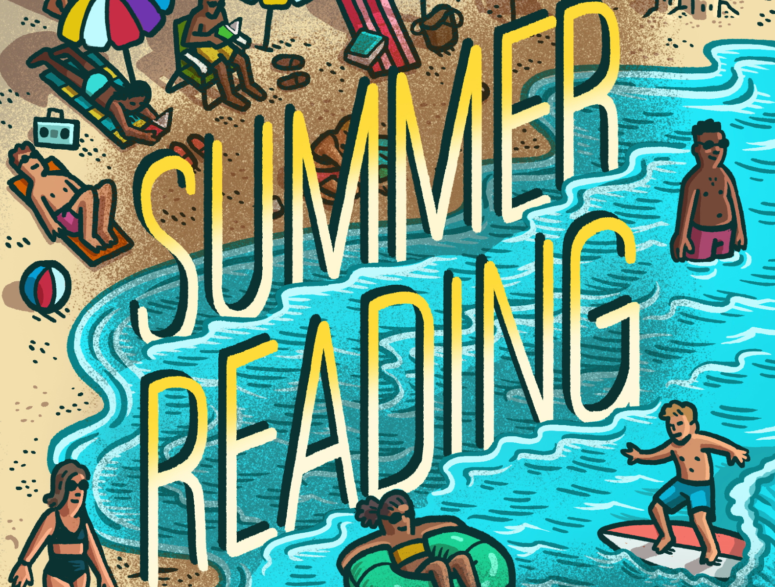 Summer Reading 2022 book guide book review drawing guide to summer books hand lettering illustrated type illustration landscape lettering mario portrait the wall street journal typography wsj zucca