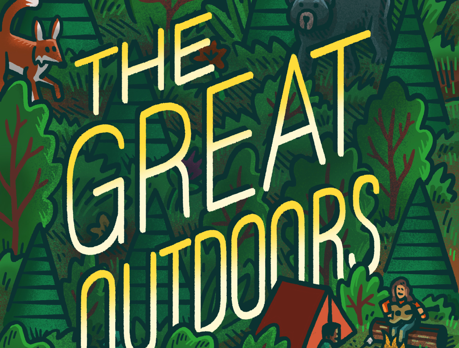 The Great Outdoors 2022 book review camping drawing guide to summer books hand lettering illustrated type illustration landscape lettering mario summer books the great outdoors the wall street journal typography wsj zucca