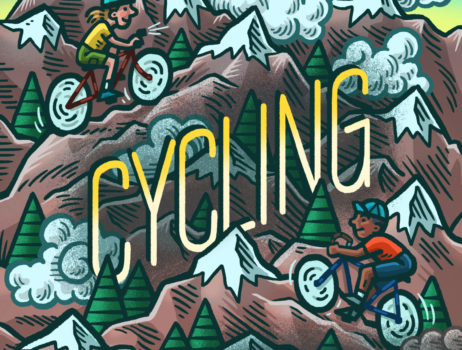 Cycling 2022 book review drawing guide to summer books hand lettering illustrated type illustration landscape lettering mario summer books the wall street journal typography wsj zucca