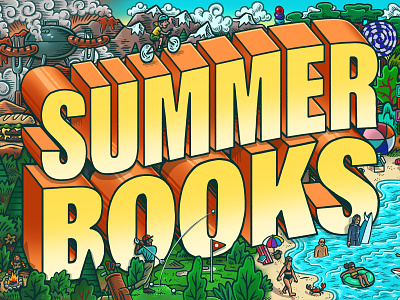 The Wall Street Journal Guide to Summer Books Intro 2022 book review drawing guide to summer books hand lettering illustrated type illustration landscape lettering mario summer books the wall street journal typographic treatment typography wsj zucca