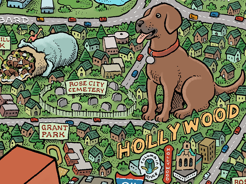 Portland Map: Hollywood burritos dogs pdx bridgetown portlandia stumptown rose city portland illustrated maps map mario zucca