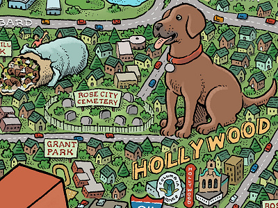 Portland Map: Hollywood bridgetown burritos dogs illustrated map maps mario zucca pdx portland portlandia rose city stumptown