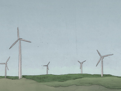 Wind Turbines drawing hills hilly illustration landscape mario wind turbines windmills zucca