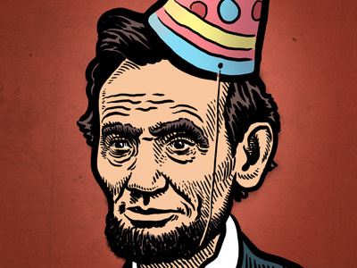 Happy Birthday Abe! mario zucca illustration drawing portrait president birthday abe lincoln abraham lincoln party hat