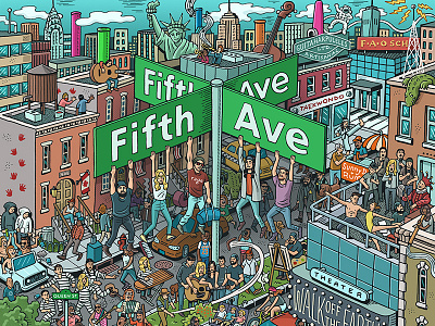 Fifth Avenue Cover album album artwork album cover city street crowd crowded drawing fifth avenue illustration mario new york urban walk off the earth zucca