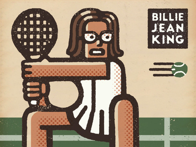 Billie Jean King Portrait battle of the sexes billie jean king tennis athlete portrait drawing zucca mario illustration