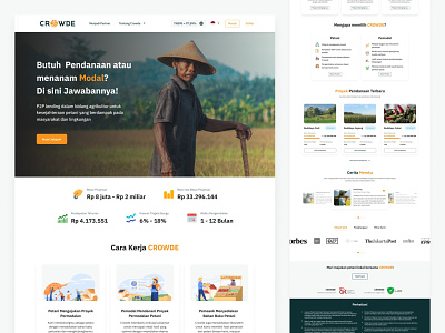 Redesigning Crowde Website agriculture branding capital clean crowde crowde redesign design farmer investment landing page minimal redesign ui web design web redesign web ui