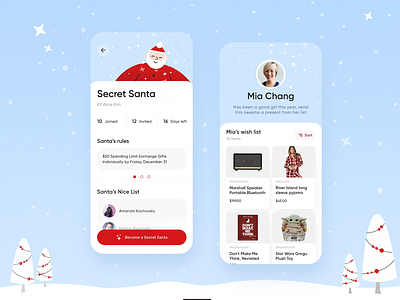Secret Santa mobile App android animation app design generator gift ios mobile mobile animation new year presents santa secret santa ui