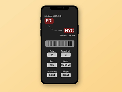 Daily UI #024, Boarding Pass boardingpass challenge dailyui dailyui024 iphone ui