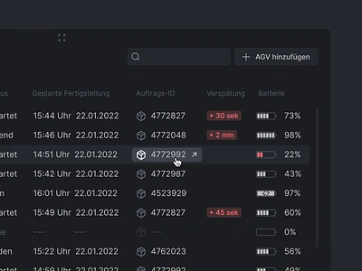 Detail of list component cell dark mode dark theme detail factory hover industrial app list logistics manufacturing micro interaction minimal design row table ui design web app