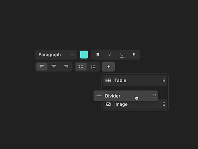 WYSIWYG Editor Components button color picker color select controls dark mode details dropdown editor germany segment switcher text editor ui design uxui wysiwyg
