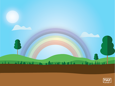 Sunny Day With Rainbow adobe illustrator design illustration rainbow sunny sunny day tuly dhar with