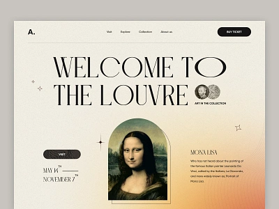 Artovox | Art Gallery Landing Page art artist concept design figma gallery header history illustration logo louvre monalisa museum paris pictures ui uidesign ux uxdesign webdesign