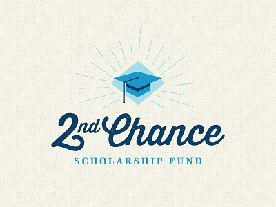 2nd Chance blue cap education fund graduation logo scholarship school script vintage