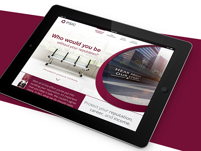 PSIC Redesign insurance ipad layout maroon presentation tablet website