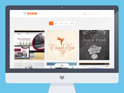 Updated Website blue branding design flat gray orange personal portfolio responsive website