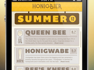 Honigbier App app beer brown design gray iphone typography ui yellow