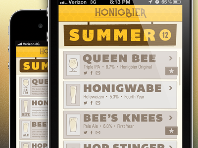 Honigbier App Round Dos app beer brown ios iphone ui design ux design yellow