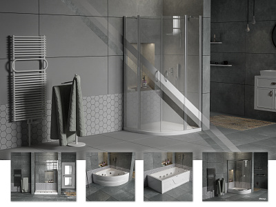 3D Products and Concept Design for Shower Cabin 3d art 3dsmax architectural design architectural visualization bathroom bathroom design design illustration interior design maya shower cabin