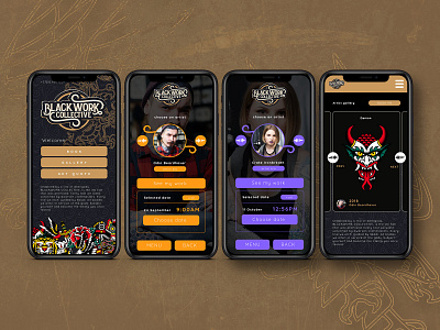 Tattoo parlor web-app app branding design tattoo ui ux web