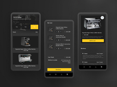 Webskin03 - Coffee machine 'dark' store design ui ux web