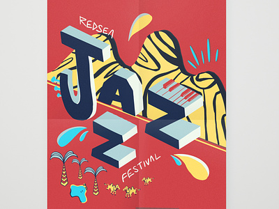 jazz festival poster 02 art branding design flat illustration illustrator minimal type typography vector