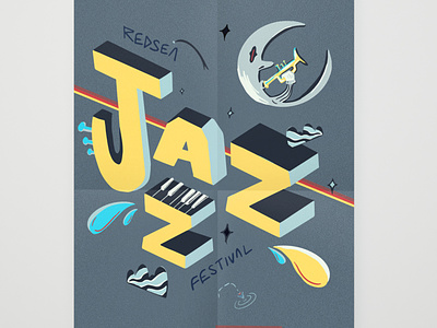 jazz festival poster 03 art branding design flat illustration illustrator logo minimal typography vector