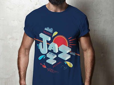 T shirt for jazz festival art branding design flat illustration illustrator logo type typography vector