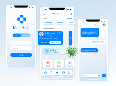 Med Help App. Concept. app branding design doctor health logo medicine ui ux