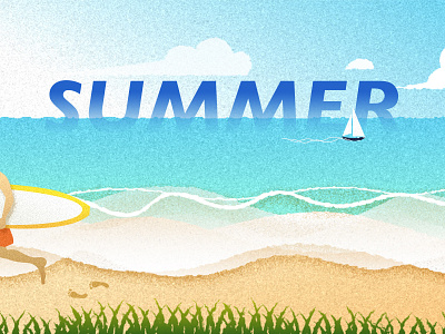 Goodbye summer blue illustration sea summer，ocean surfing