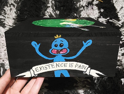 Mr Meeseeks acrylic acrylic paint acrylic painting acrylics black box canvas painting rick and morty rickandmorty wood wooden