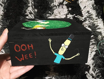 Mr Poopybutthole acrylic acrylic paint acrylic painting acrylics black box drawing rick and morty rickandmorty wood wooden