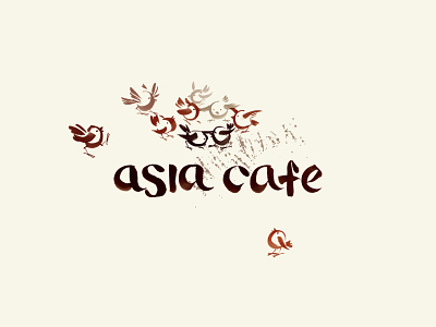 brush stroke flock of sparrows for asian style cafe animal asian style bird branding brush stroke cafe cafe logo calligraphy design illustration lettering logo sparrow vector