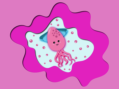 Baby Squid art design illustration illustration art illustrator logo photoshop pink squid underwater vector