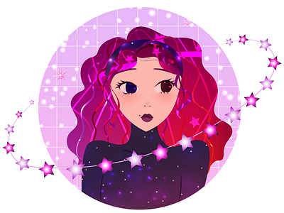 Saturn Lady animeart animestyle art design digital art digital illustration digitalart galaxy illustration illustration art illustrator pink purple saturn