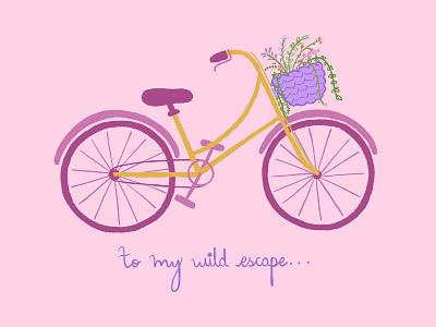 My Wild Escape art bicycle design digital art freehand illustration illustration illustration art illustrator procreate vibrant color wild flower