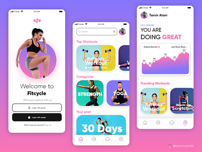 Workout App Design app app design apple coach exercise fitness food gym home interface iso mobile personal trainer running ui weight weight loss workout workout at home yoga