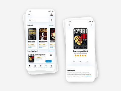 Book App Design book book player booklist online book online book store pdf playlist ui