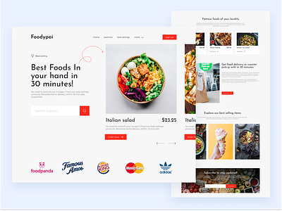 Landing Page For Food Website animation attractive design bargur degital website design design trend food food app food app design food parlor food website food website design landing page minimal modern ui new website restaurant restaurant website design ui design uiux