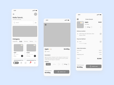 Bazaar App - Ecommerce - Mid-Fidelity Wireframe