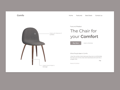 Product Showcase Page For Furniture Business design ecommerce minimalism negativespace product page simple simplicity uidesign
