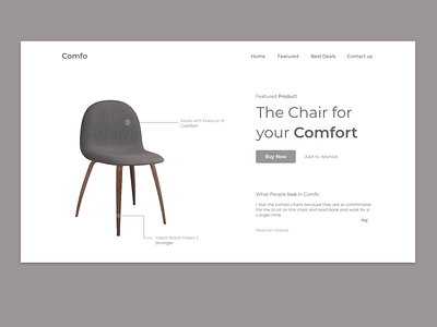 Product Showcase Page For Furniture Business