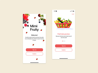 Two screens from Mimi fruity exotic fruit app