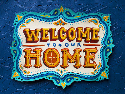 Welcome home inspirational quote hand drawn Vector Image