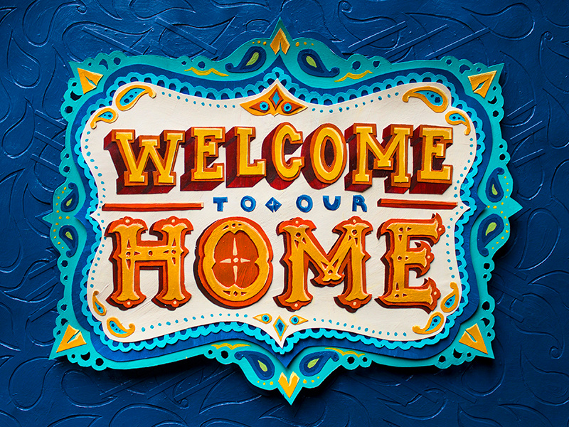 Welcome Home painting hand-lettering welcome welcome home paper cut paper typography