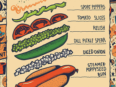 Chicago Dog americana branding denmark food hot dog ink party pattern pen recipe