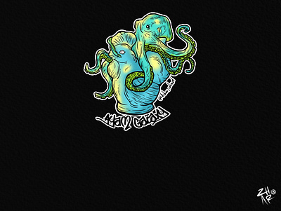 kraken and rooster’s friend artwork digital artwork illustration illustration design illustration digital kraken kraken illustration octopus rooster rooster illustration zharthirteen