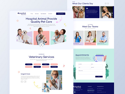 Landing Page animal appointments care landing our doctors services testimonials ui vetclinic web website