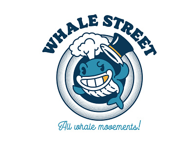 Whale street bpcncmarev crypto illustration logo old cartoons rubber hose whale