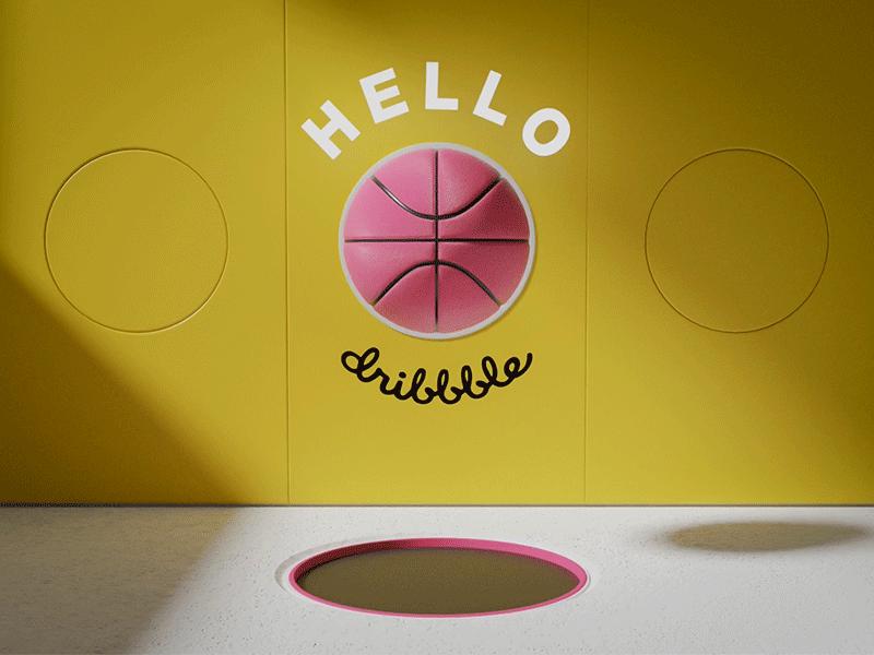 Hello Dribble 3d animated animated logo basketball bounce debut design first hello hello dribble trampoline